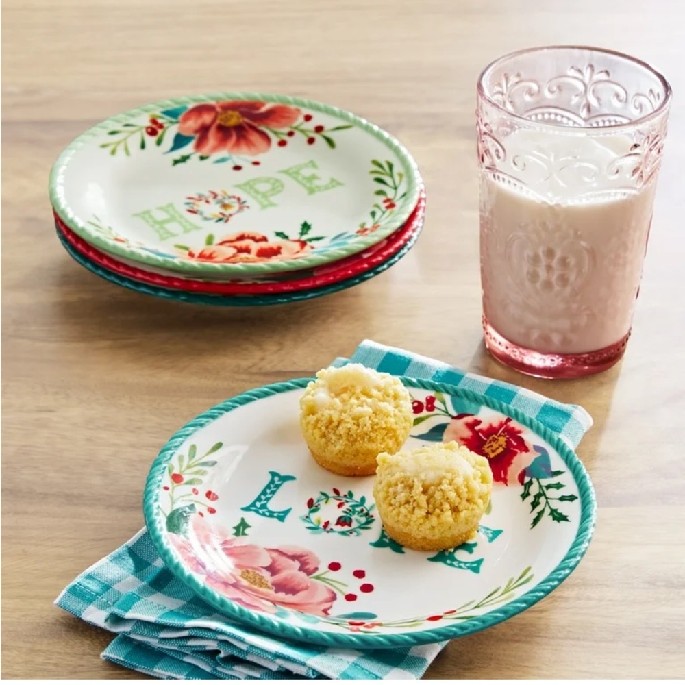 The Pioneer Woman Merry Meadow 7.3-inch Stoneware Appetizer Plates, Set of 4 NEW